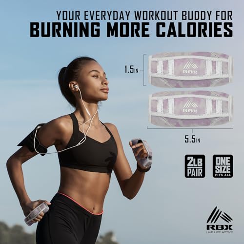 Image of RBX 2lb Walking Weights Pair (1lb Each), Soft Hand Weights with Reflective Safety Straps, Ergonomic Grip & Breathable Fabric, Add Resistance to Walking, Jogging & Aerobics