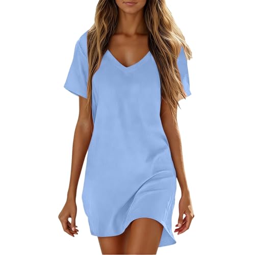 Robe d'été décontractée ample de style tunique unie avec poches