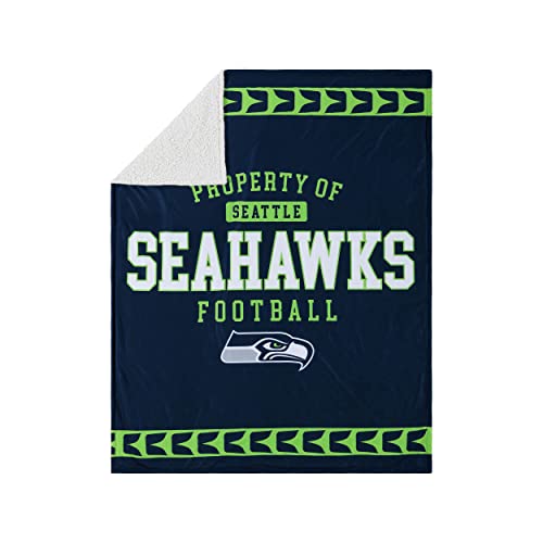Seattle Seahawks NFL Team Property Sherpa Plush Throw