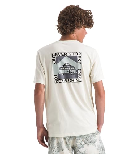 The North Face Mens Escape The City Short-Sleeve Tee - Casual Stylish Graphic T-Shirt Regular Fit Soft Cotton Fabric White Dune Large