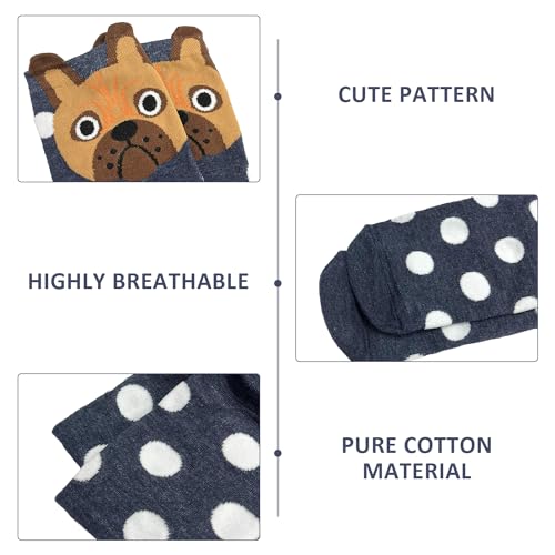 NyxSeat 5 Paar Gepunktete Baumwoll-Hundesocken, Neuheitssocken, lustige Socken, Geschenke für französische Bulldoggen, Geschenke für Hundeliebhaberinnen
