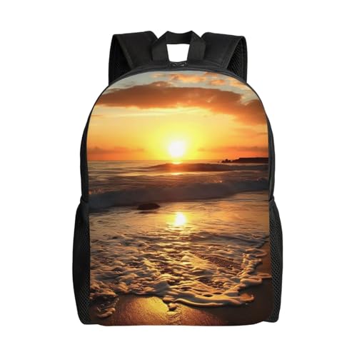Sunset Ocean Beach Travel Backpack for Men & Women 15.6 inch Laptop Backpack Waterproof Work Back Pack