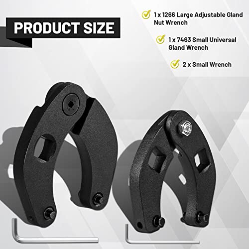 Plobeda 1266 Adjustable Gland Nut Big Wrench & 7463 Universal Hydraulic Cylinder Spanner Small Wrench For Most Farm & Construction Equipment (Set Of 2) #TOP6