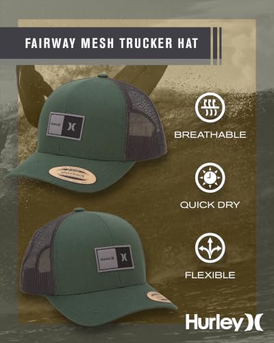 Image of Hurley Mens Trucker Hat - Flexible Quick Dry Fairway Mesh Trucker Hat for Men with Snapback Closure - Classic Mens Caps