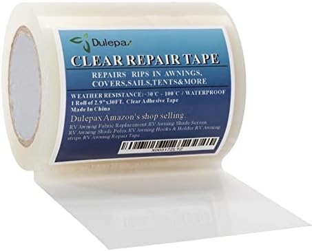 Dulepax-Tent Repair Tape,Awning Repair Tape,Boat Covers Repair Tape,RV Covers Repair Kit,Tarp Repair Kit,Canvas Pctch Kit,Sail Tape Etc.1 Roll of 30FT x 2.9"