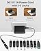 5V 1A Charger Power Cord AC Adapter 5V Power Supply DC for Regulated Switching with 10 Interchangeable Jacks Universal for 100mA 200mA 300mA 350mA 400mA 500mA 600mA 700mA 800mA 850mA 900mA Electronics