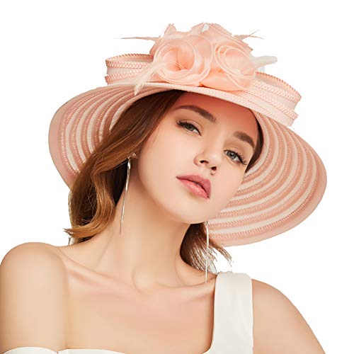 Go Mai Accessories Lady Derby Dress Church Cloche Hat Bow Bucket Wedding Bowler Hats Travel Casual Hat Pink