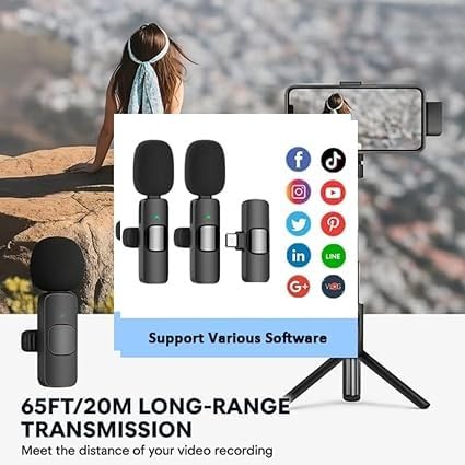 Image of K9 Furry Wireless Lavalier Microphone with Type-C & iOS Lightning Pin - Dual Noise Cancelling Clip On Mic for YouTube, Vlogging, Podcast, Interview, Reels & Live Streaming