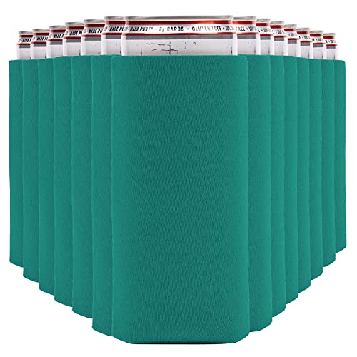 Image of Slim Can Cooler Sleeves (30-Pack) Soft Insulated Slim Can Koolie for White Claw Seltzer & Slim Beer - HTV Blanks for Vinyl Projects - Skinny Can Koolies Bulk - Tall Can Coolies for Slim Cans (Teal)