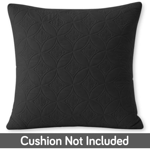 Image of HOKIPO 100% Leakproof Quilted Cushion Cover for Sofa 22x22 Inches, Set of 2, Jet Black (AR-6281-BLK*2)