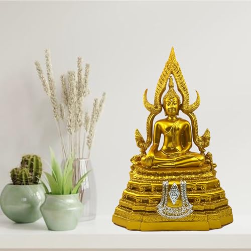 Estatua Buda Chinnaraj dorada 12" para decoración miniatura 2