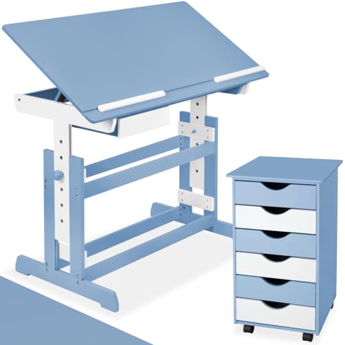 tectake® höhenverstellbarer Schreibtisch, Kindertisch, Kinderschreibtisch...