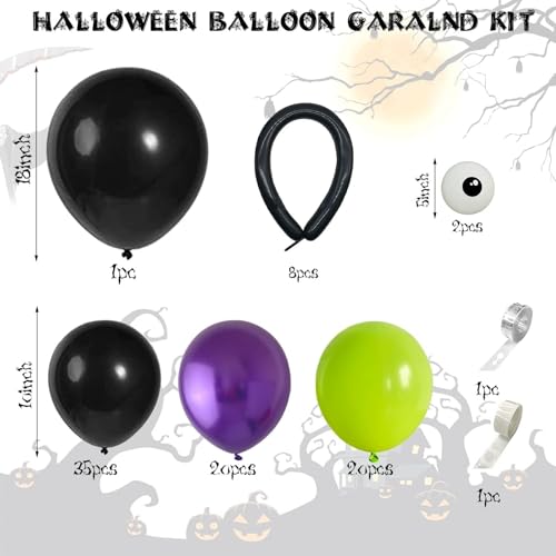 Halloween Balloons Arch Garland Kit-black purple green 88pc