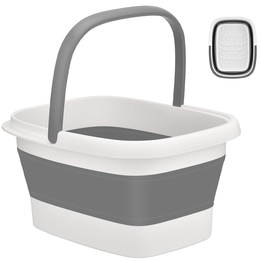 Bain de pieds pliable avec massage, 15 l, bain de pieds pliable pour soulager le stress, seau pliable, grand seau de bain pour les pieds, soulagement de la fatigue