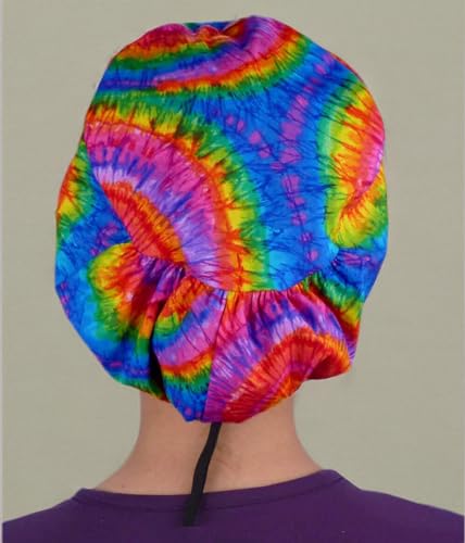 Image of Sparkling EARTH Riley Medical Scrub Caps with Flat Front and Roomy Back - Adjustable Cord Lock Closure