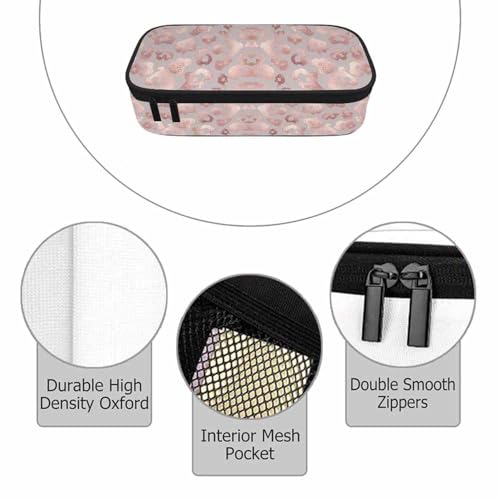 Image of Rose Gold Leopard Pencil Case Organizer Leopard Skin Elegant Texture Beautiful Stationery Box Makeup Box School Supply for Boy Girl Men Women