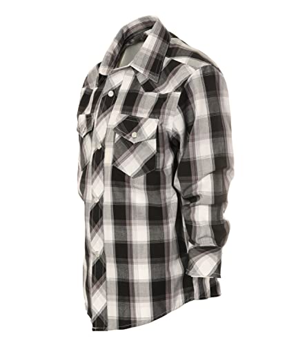 Image of Gioberti Boys Casual Western Plaid Long Sleeve Pearl Snaps Shirt