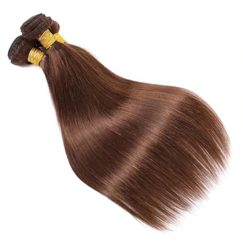 Extensiones de cabello humano liso brasileño de 24 pulgadas color marrón chocolate n.° 4 3