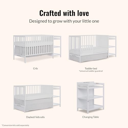 Dream On Me Synergy 3-in-1 Convertible Crib with Changing Table, White - image 4