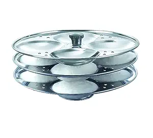BLLUEX 3 Plates Stainless Steel Heavy Quality Idli Stand | Idli Maker Makes 12 Large Size Idlis at Once| Holes for Pressure Cooker,