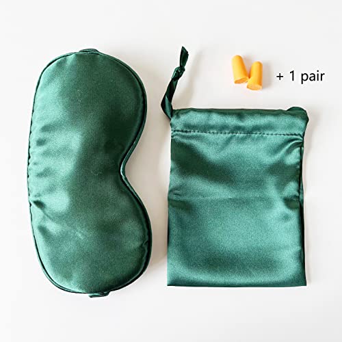 ECHOLLY Sleep Eye Mask - Perfect Light Blockout Comfort Soft Silk Mask for Women Men With 2 Pairs of Ear Plugs and Pouch for Travelling (Green) - Image 5
