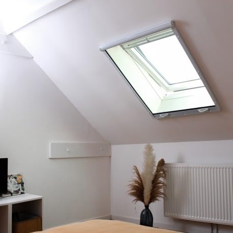 Zanzariera avvolgibile in alluminio per finestra del tetto L 100 cm x H 120 cm, colore: Bianco
