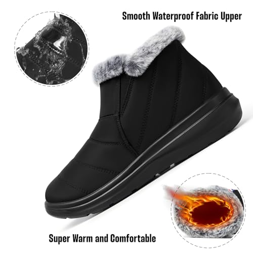 SHIBEVER Winter Waterproof Boots for Women: Snow Womens Ankle Fur Lined Shoes Slip On Warm Insulated Winter Boot4