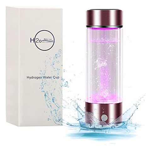 Wasserstoff-Wasserbecher, SPE/PEM-Membran-Technologie mit LED-Smart-Display, tragbar, USB wiederaufladbar, Lonized Wassergenerator, für Sport und Reisen (rot & lila) Cover