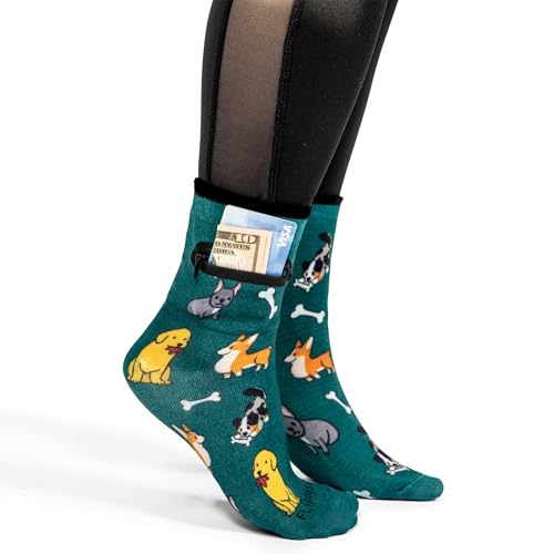 Image of Zipper Sock Wallet - Cotton & Polyester Zipper Socks with Pockets - Fits shoe size 6-13