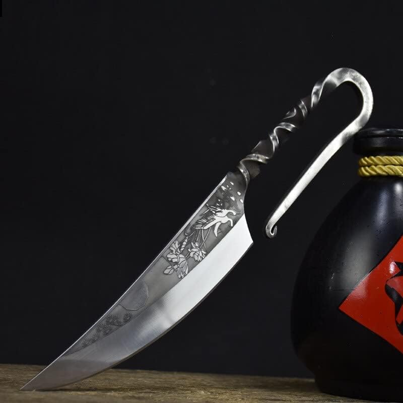 Meat Cleaver,Cleaver Knife, 6 inch Longquan Kitchen Knives 7Cr17MoV Steel Handle Lotus Veins Cleaver Boning Hunting Machete Utility Handmade Knife