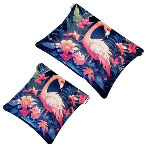 Viaggi leggeri: 2 pezzi Pink Art Flamingo-1202 Shrapnel Bag - Rossetto e piccoli oggetti Multicolore