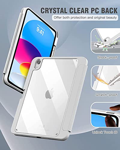Image of ProElite Case Cover for Apple iPad (A16) 11th /10th Generation (2025 /2022), Transparent case Cover with Pencil Holder for iPad 11th /10th Gen 2025 /2022, Grey