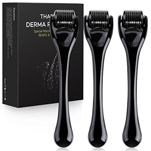 Derma Roller Hair Growth Microneedle Roller for Beard Growth, 3 Packs Beard Derma Roller Kit for Home Use
