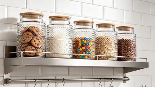 Prettidecor Glass Storage Jar with Bamboo Lid