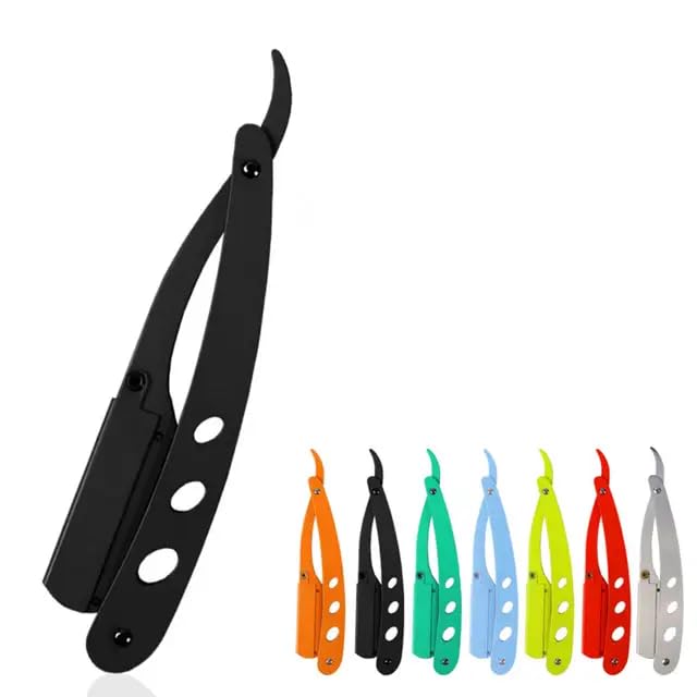 Straight Edge Barber Razor for Close Shaving - Professional Straight Blade Razor for Men (Black)