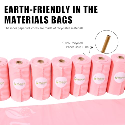 Image of USBOO Disposable Diaper Bags for Baby - 8 Refill Rolls (120 Pack), Disposable Trash Bag with Dispenser - Cherry Blossom Scented, Pink, Ideal for Diaper Disposal