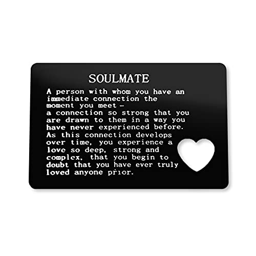 Xiahuyu Valentines Day Gifts for Men Engraved Wallet Insert Card for Boyfriend Fiance Husband Christmas Birthday Gifts Wedding Anniversary Present Soulmate Gifts for Him