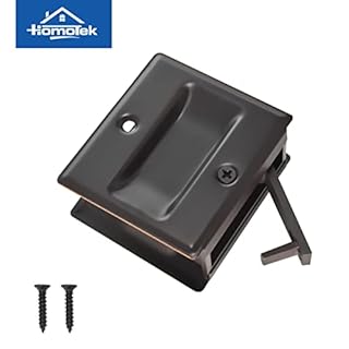 HOMOTEK Privacy Pocket Door Pull - No Lock, Replace Old or Damaged Pull for Sliding Door, 2-3/4'x2-1/2', 1-3/8' Thickness, Oil Rubbed Bronze