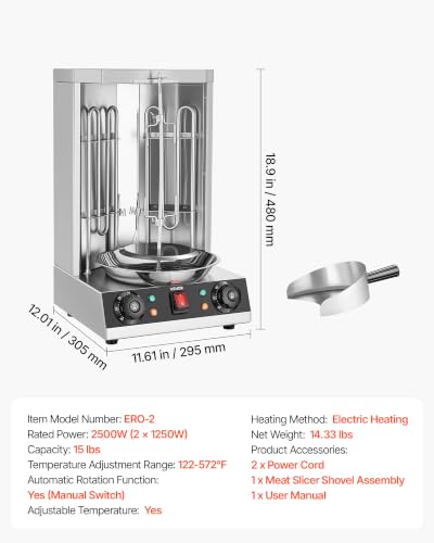 Image of VEVOR Countertop Vertical Rotating Oven 15 lbs Rotisserie Shawarma Machine