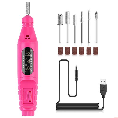 Electric Nail Drill, Acrylic Nail Tools, Professional Portable Electric Nail Drill File Kit, Pen Shape Finger Toe Nail Care,Nail Polishing Machine, Nail File Nail Tips Manicure Pedicure Machine (Red)