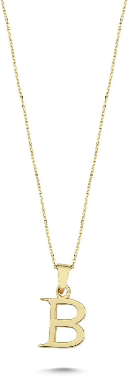 Wish Carat 100% 14k Real Gold Necklace for Women | Dainty Charm Alphabet Name Letter Initial Necklaces for Women | Custom Pendant Jewelry for Her | Birthday Gifts for Women & Girls | 18''