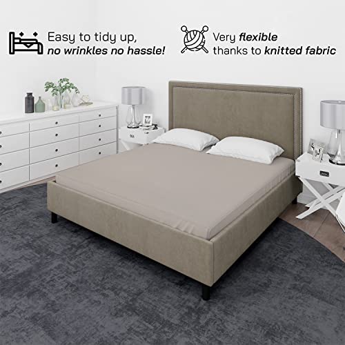 Home Still Fitted Bed Sheet | Super Soft Polycotton & Stretch Micro Knitted Fabric | Washable Soft Flexible & Easy to Tidy Up | Single Size 100x200x30cm Beige - Image 2