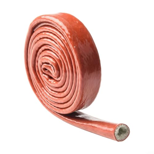 Image of Felicafie High Temperature Silicone Fiberglass Sleeve 1.5m, Flame Retardant Heat Shield for Wires, Hoses and Cables,Pipeline Insulation(10MM)