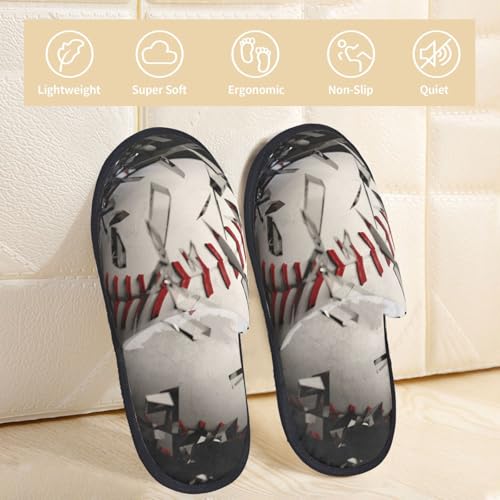 Baseball Breaking Glass Print Women Slippers Home Furry Shoes Keep Men Couples Shoes Warm For Women-3