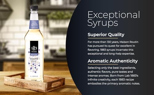 Image of 1883 Frappe Mix Syrup for Coffee and Drinks, Made in France, 1 Liter Plastic Bottle