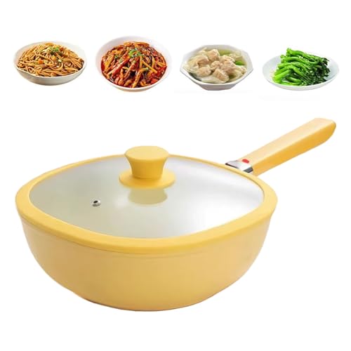 Sartén antiadherente con tapa, sartén de aleación ligera de 1,9 L, utensilios de cocina antiadherentes para, saltear, hornear, preparar comidas, cocinar en casa para mujeres y hombres