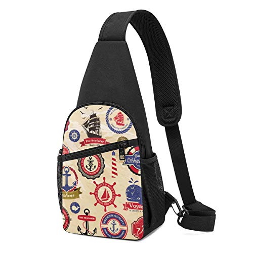Collezione Leggera di Borse a Tracolla Collezione di Etichette Nautiche Vintage Busta da Uomo Borsa per Uso Quotidiano Borsa Casual per Parchi All'Aperto Shopping