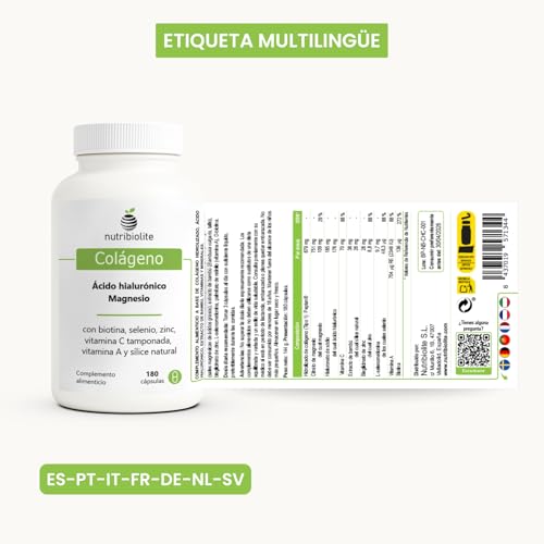 Colágeno Hidrolizado Peptan con Ácido Hialurónico, Magnesio, Zinc, Biotina, Selenio, Sílice Natural, Vitaminas C y A - Piel, Cabello, Uñas y Articulaciones - 180 Cápsulas | Nutribiolite - imagen 8
