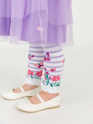 Image of RuffleButts Baby Girls Patterned Footless Ruffled Tights - Ruffle Tights | For Female Infants And Toddlers, Everyday Wear, Special Occasion Outfits, Layering Essential