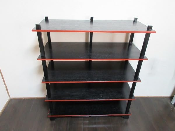 Amazon.co.jp: 510937 茶道具 水谷棚 配膳棚 五段五本柱 柿合塗 爪紅